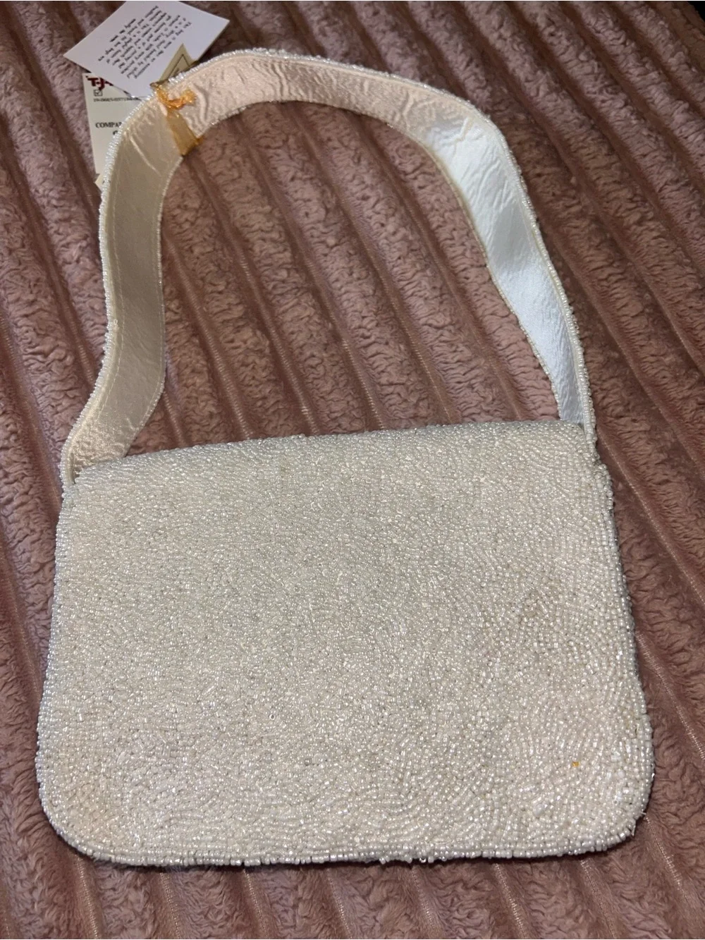 Beaded London Motif Crossbody Bag in White and Multicolor